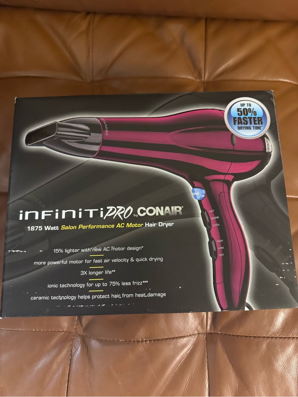 InfinitiPro by Conair 1875W Salon Performance AC Motor Hair Dryer - Burgundy